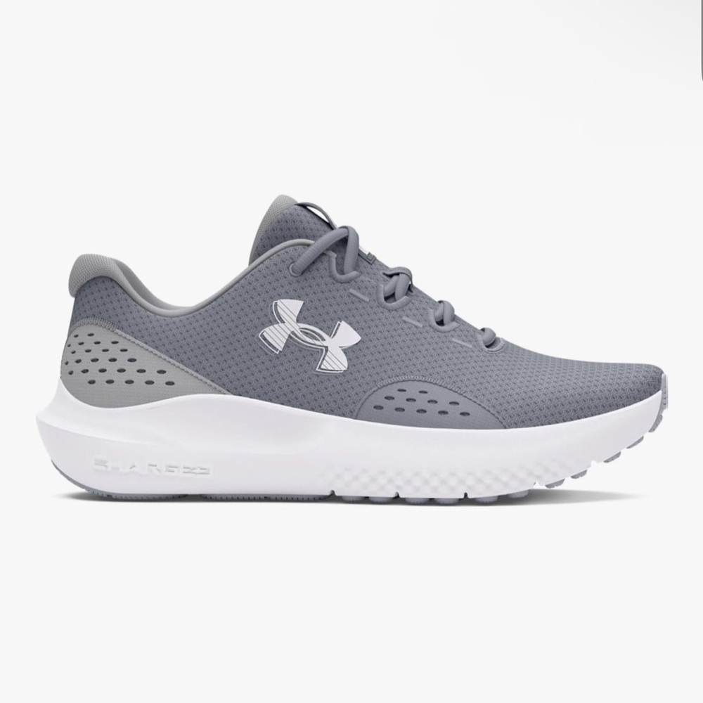 NIB Mens Under Armour Charged Surge 4 Gray/White Size 11